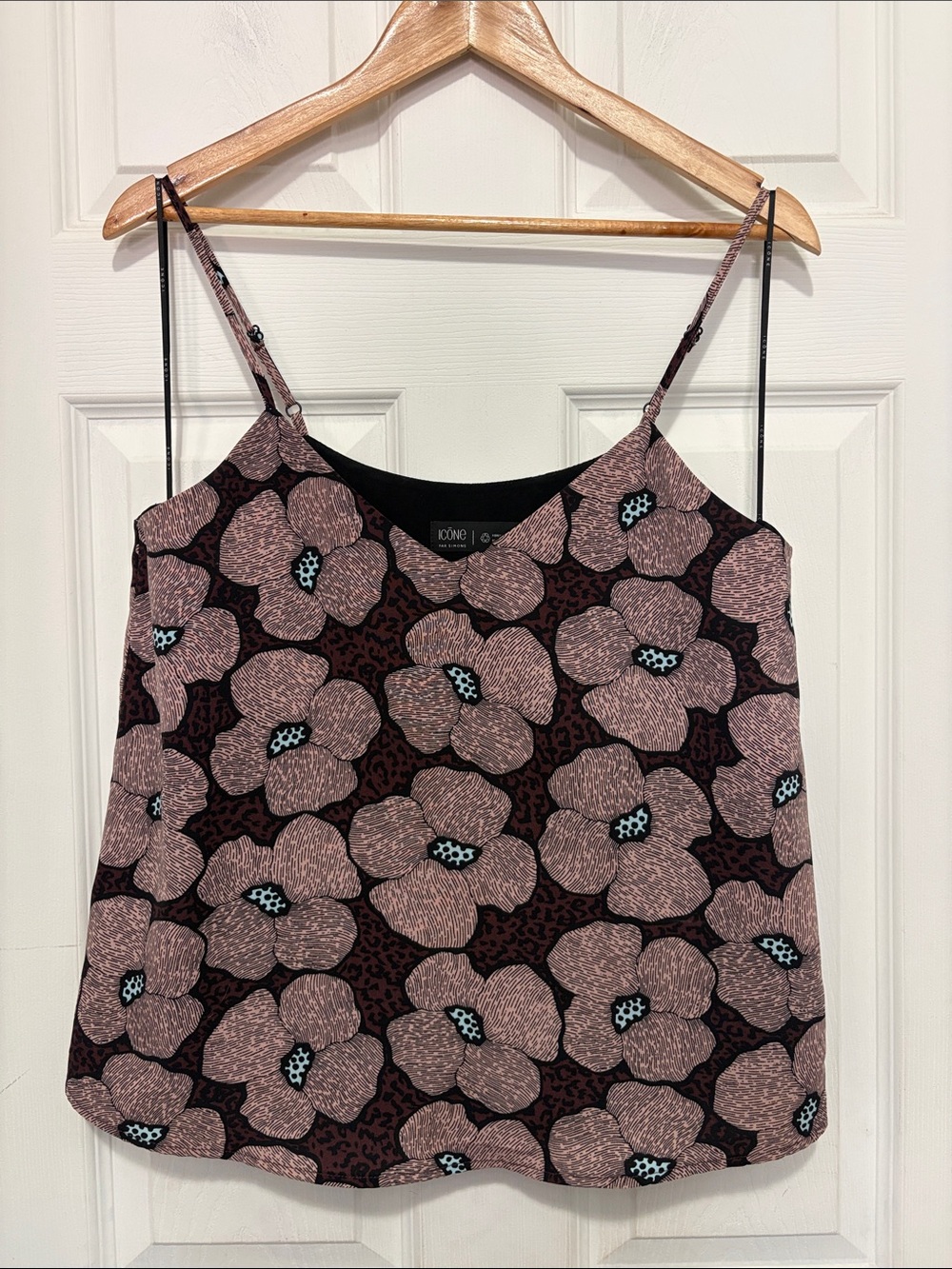 Icōne Leopard and Floral Print Spaghetti Strap Tank Top